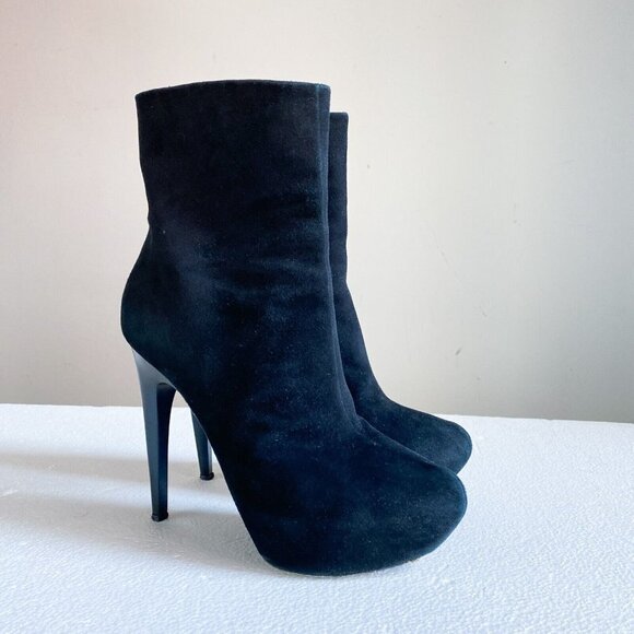 giuseppe  zanotti Black Suede High Heel Booties 39 - Picture 1 of 9